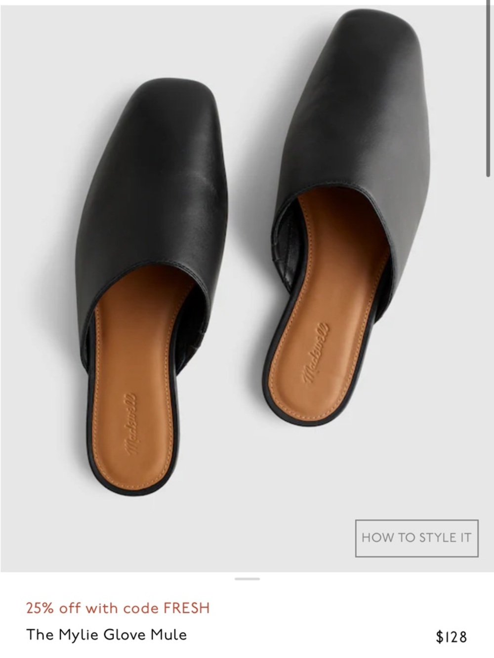 Madewell Black Leather Square-Toe Slide Mules - Picture 7 of 7